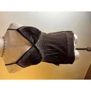 Vintage 90s Chic Brown Beaded Spaghetti Strap Tank Top